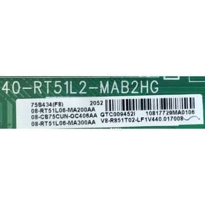 KIT DE TARJETAS PARA TV TCL / MAIN 08-CS75CUN-OC406AA / 40-RT51L2-MAB2HG / FUENTE 08-L40XWA4-PW210AA / 40-L40XW4-PWB1CG / T-CON 34291100AZ / CSC02-1 / PANEL LVU750NDEL / MODELO 75S434 - Imagen 3